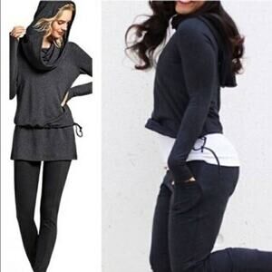 Cabi Top ‎ XS Womens Recess Topper Hoodie Dark Gray 3231 Cowl Cropped